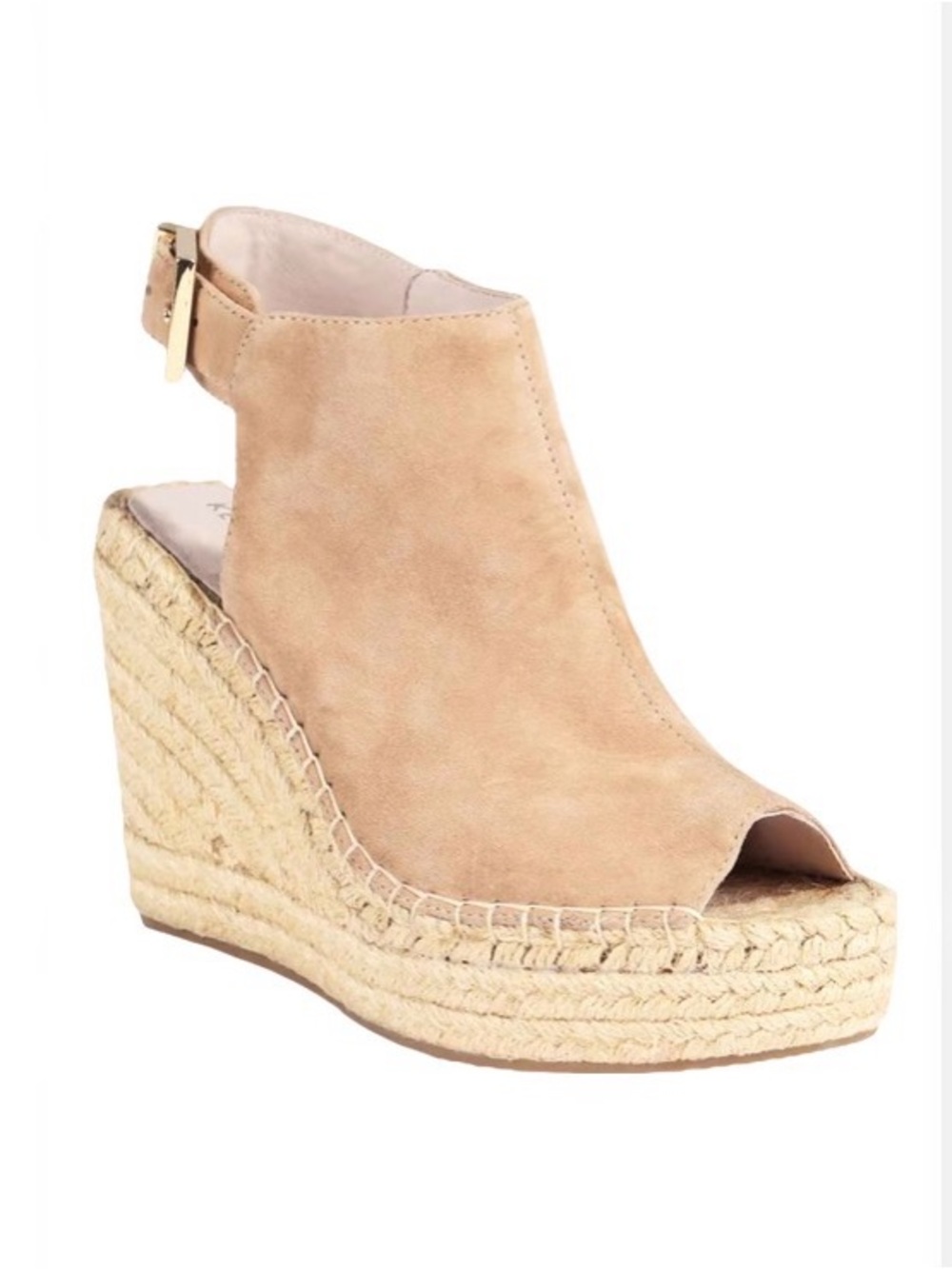 🔵”NWT” Peep-Toe KENNETH COLE Espadrille Wedge Slingback in Light Beige